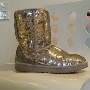 Gold sequin UGG boots.